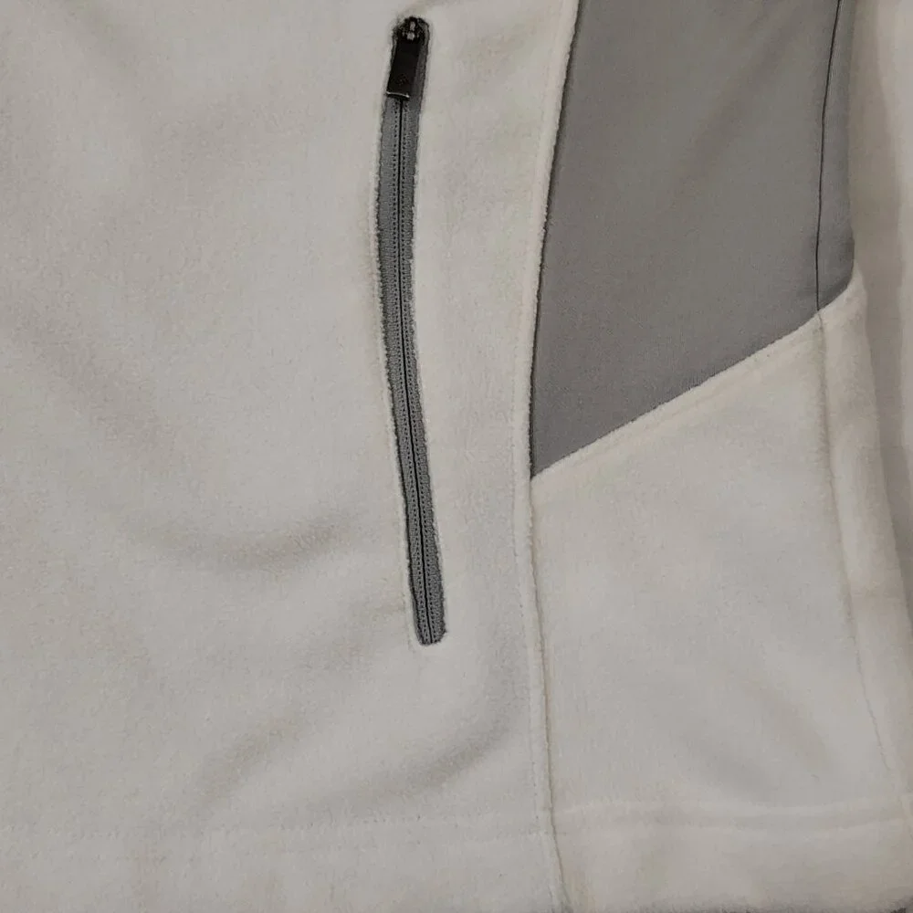 Columbia Sportswear Full Zip Fleece Jacket Womens Size Medium White Gray Pockets - Picture 15 of 16